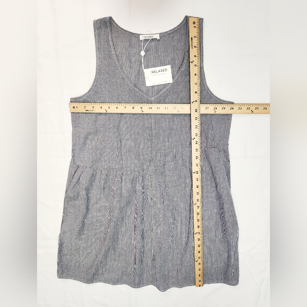 LA RELAXED Pin-Striped Linen Blend Shirt Dress - Picture 3 of 5